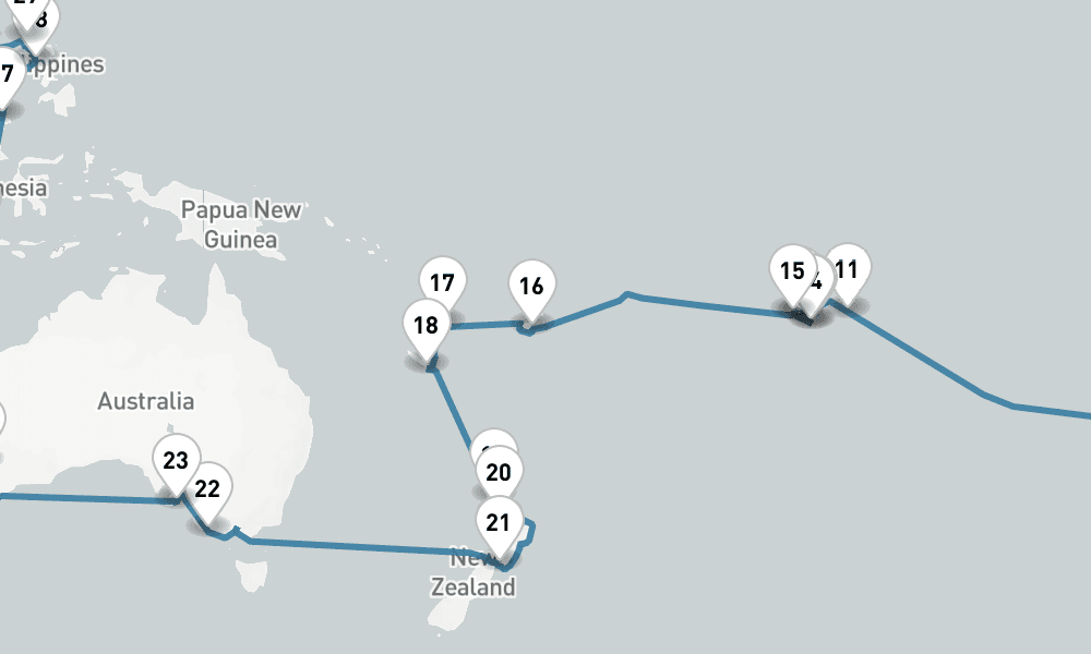 137 days, one-way from Fort Lauderdale to Barcelona 138日間