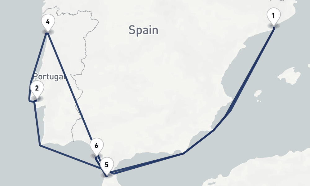 9 days, round-trip Spain, Portugal Morocco 10日間