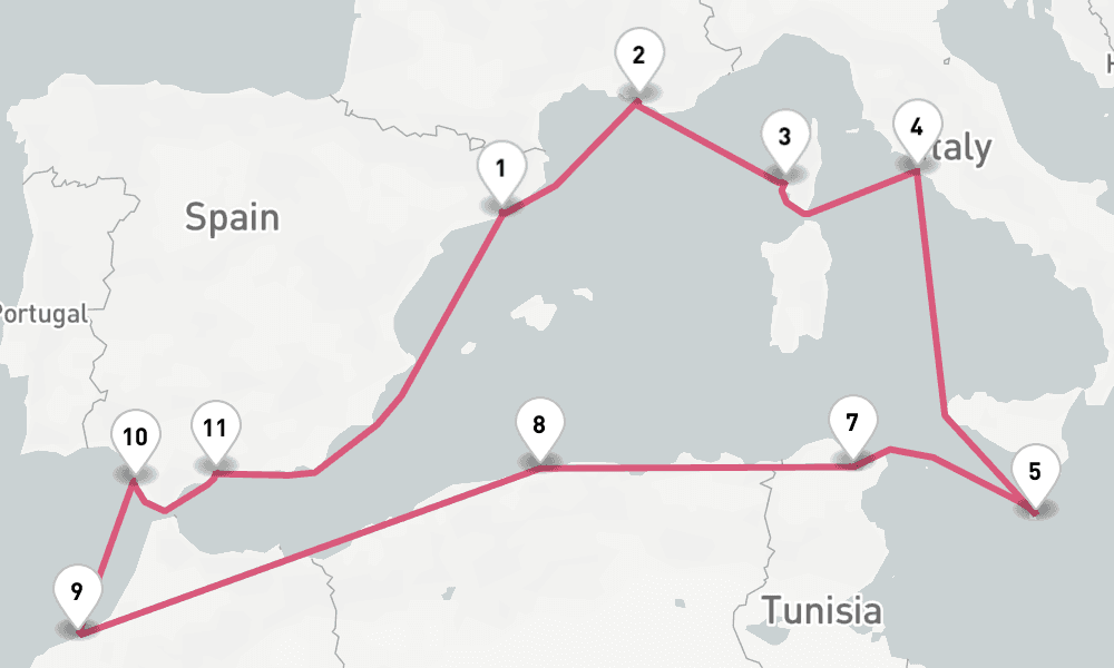 15 days, round-trip Malta, Morocco The Mediterranean 16日間