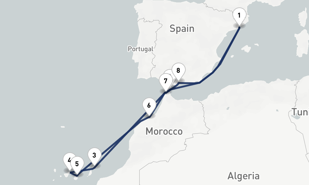 12 days, round-trip Canaries, Spain Morocco 13日間