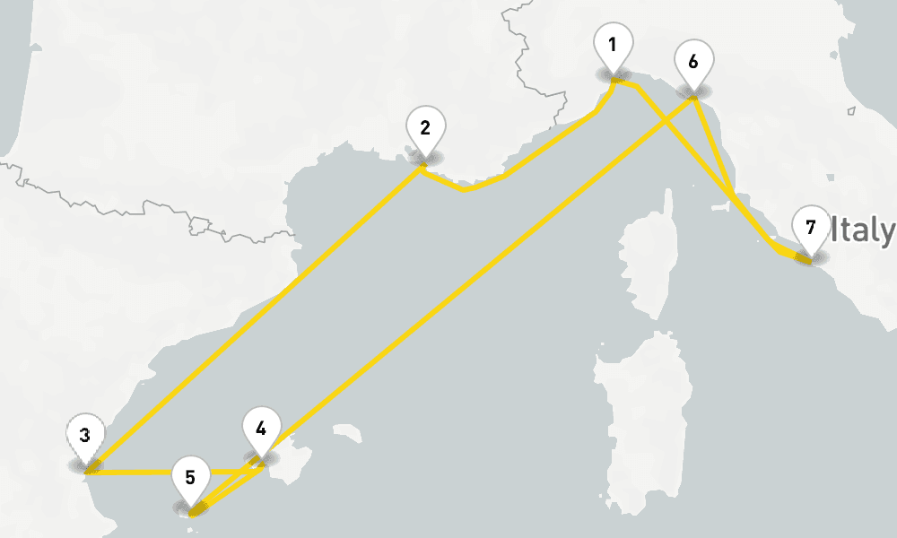 8 days, round-trip Western Mediterranean from Savona 9日間
