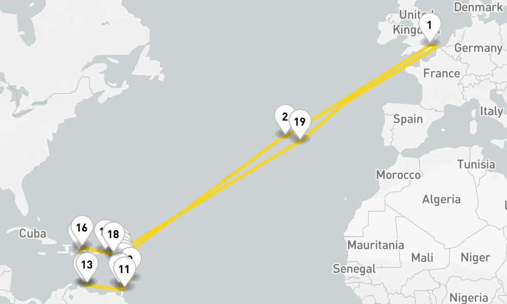 43 days, round-trip Sunkissed Winter Caribbean Island Escape 44日間