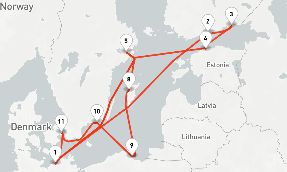14 nights / 15 days, Warnemunde (Rostock, Germany) Round trip