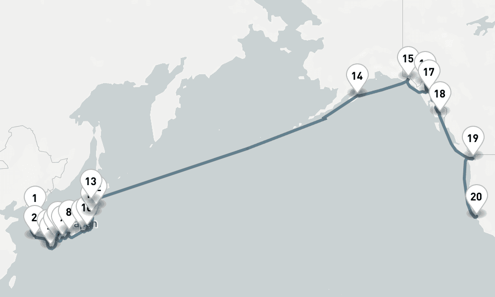 31 days, one-way from Incheon to San Francisco 32日間