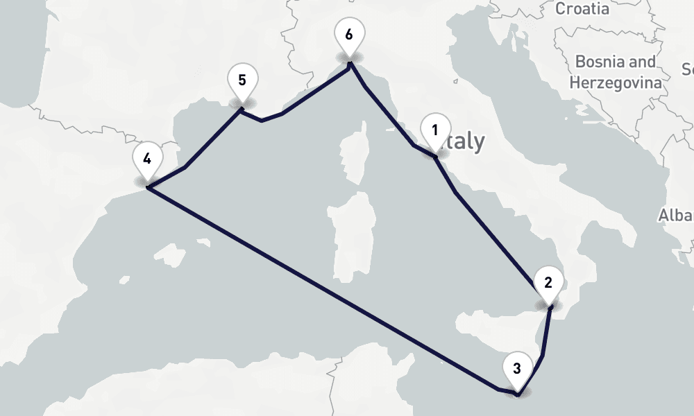 7 days, round-trip Mediterranean 8日間