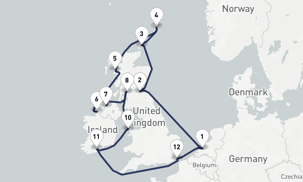 14 days, round-trip Wild British Isles Glasgow Overnight 15日間