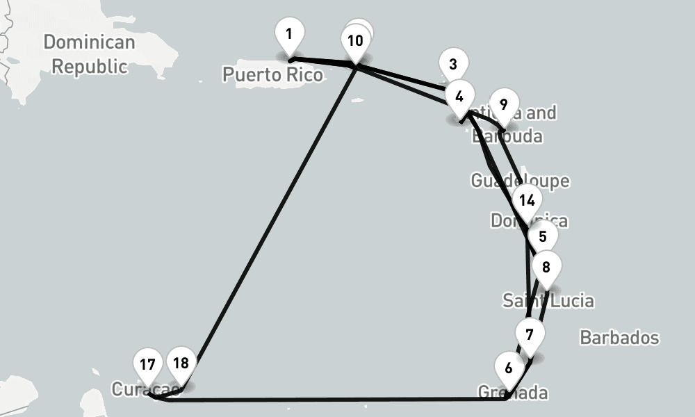 21 days, round-trip San Juan To San Juan 22日間