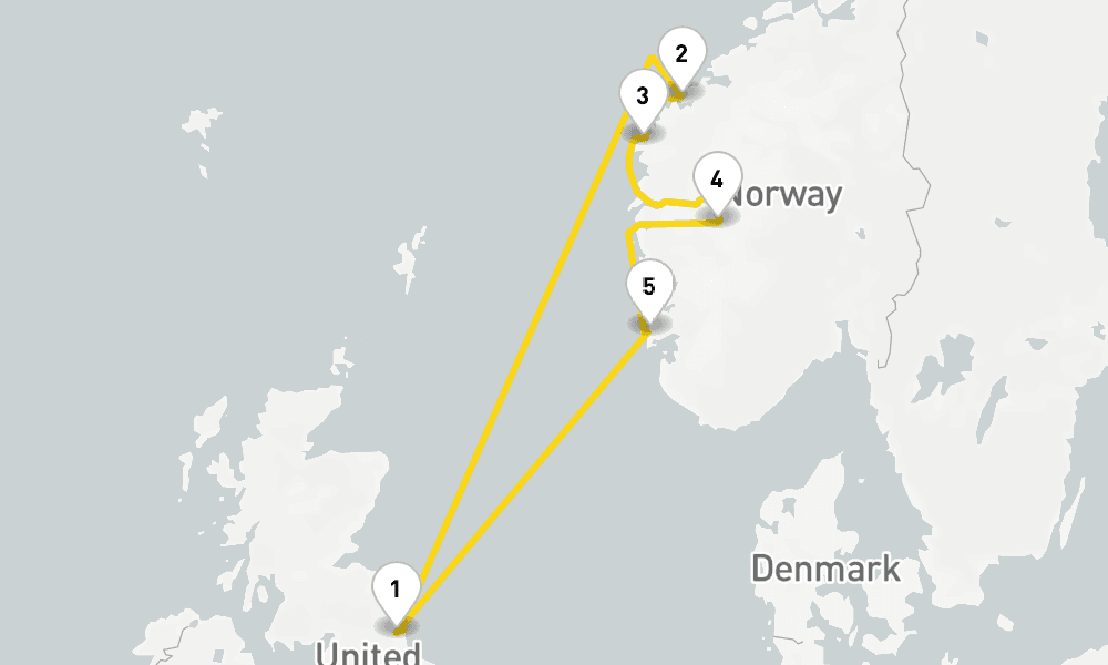 8 days, round-trip Exploring Norways Hidden Fjords 9日間