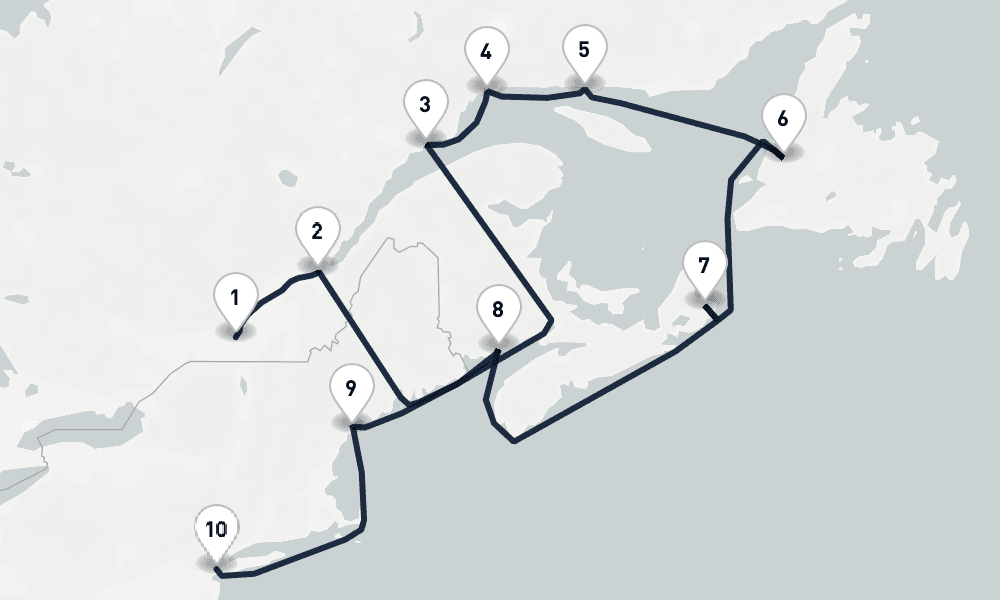 11 days, one-way from Montreal to New York 12日間