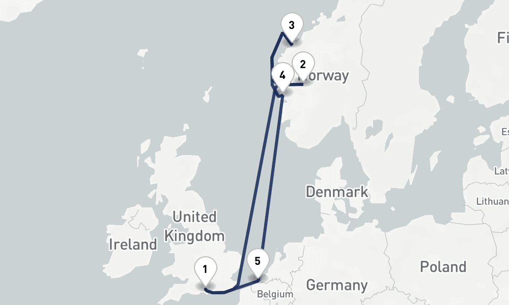 7 days, round-trip Norwegian Fjords 8日間