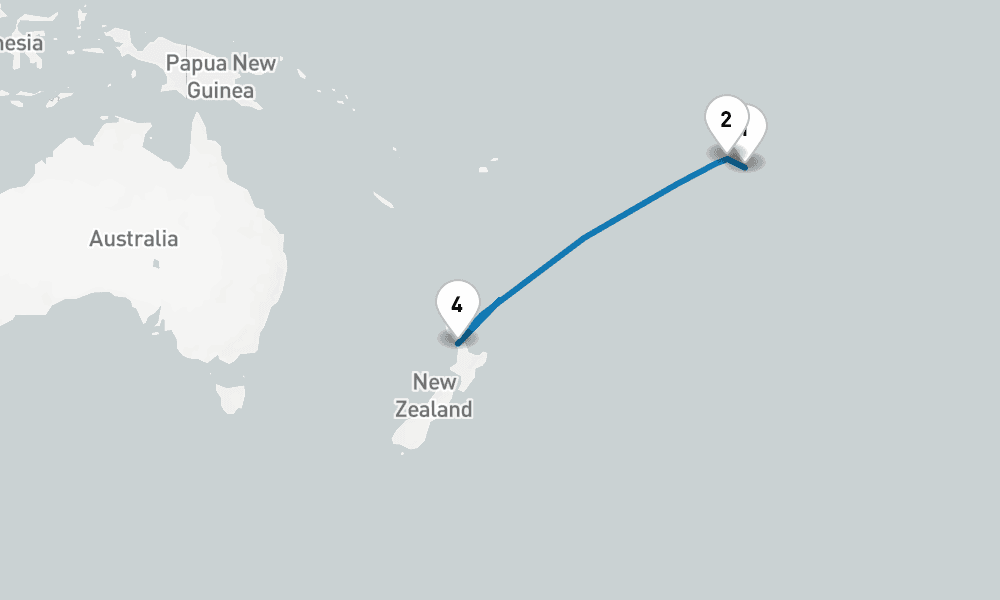 10 days, one-way from Papeete to Auckland 11日間