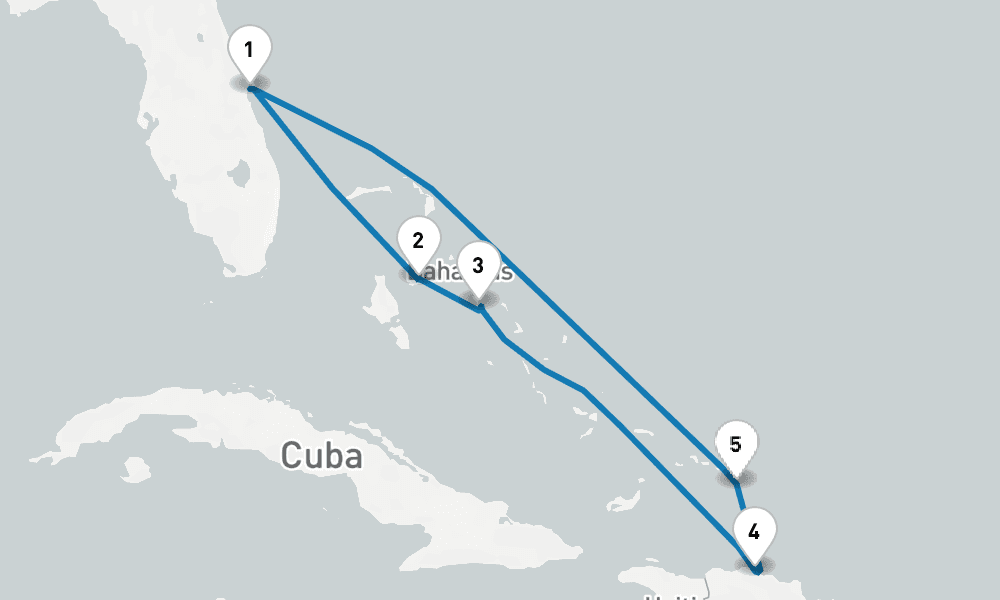 7 days, round-trip Eastern Caribbean with Turks Caicos 8日間