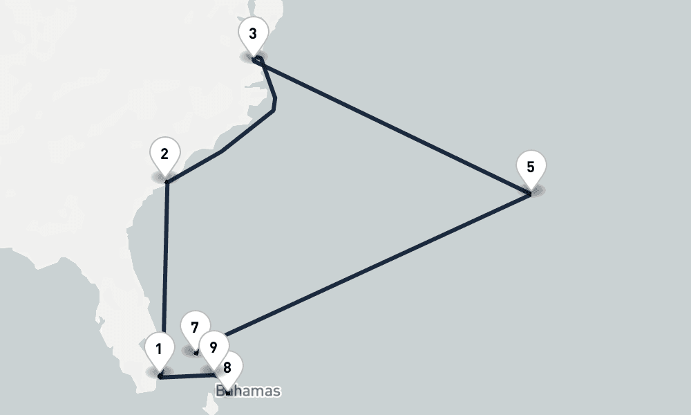 14 days, round-trip Atlantic Balmy Bermuda Miami to Miami 15日間
