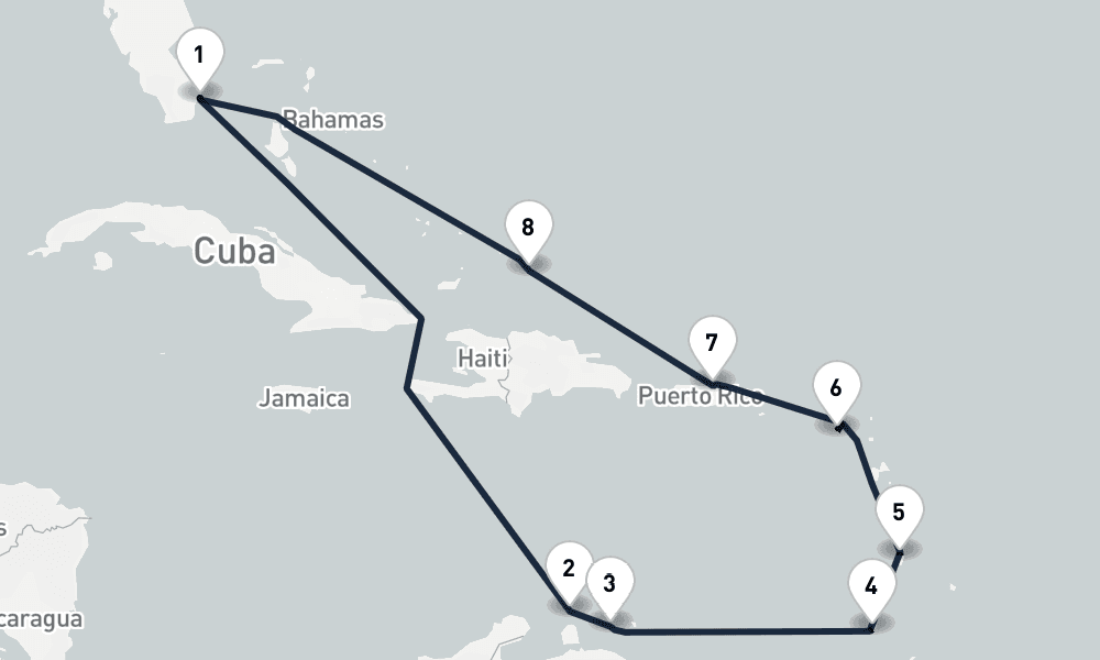12 days, round-trip Tropical Island Rhythms Miami to Miami 13日間