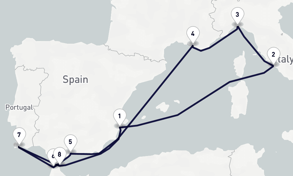 10 days, round-trip Mediterranean 11日間