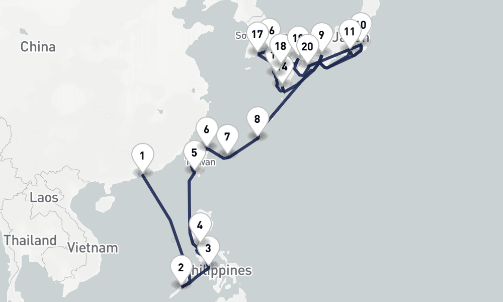 28 days, one-way from Hong Kong to Tokyo 29日間