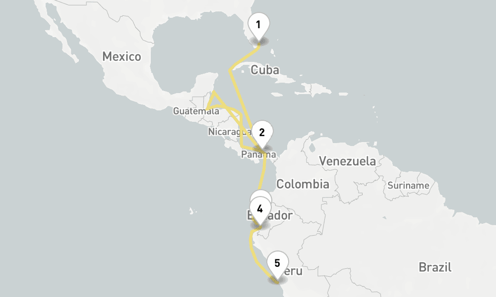 12 days, one-way from Miami to Callao-Lima 13日間