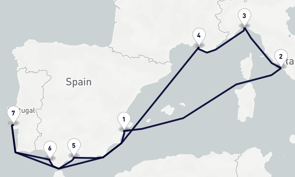 10 days, round-trip Mediterranean 11日間