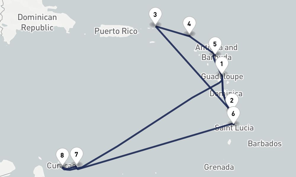 11 days, round-trip 11 Nuit Parfums des Caraiumlbes 12日間