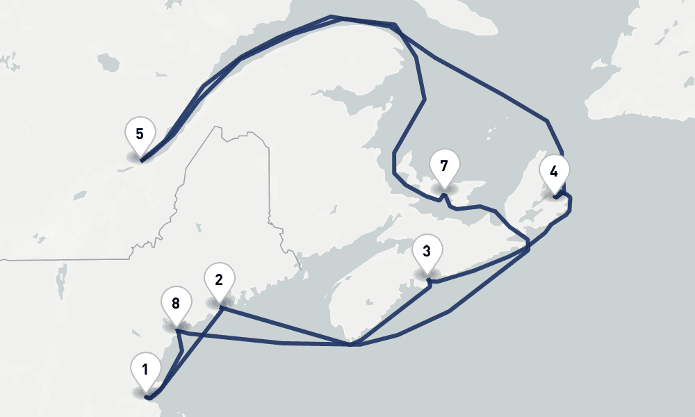 11 days, round-trip Boston, Maine Canada 12日間