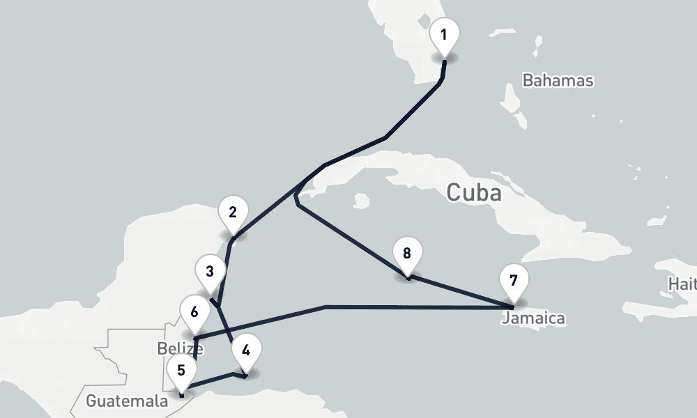 12 days, round-trip Mesoamerican Majesty Miami to Miami 13日間