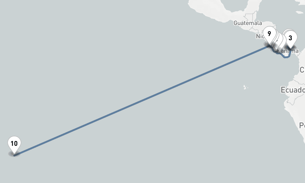 29 days, one-way from Colon to Papeete 30日間