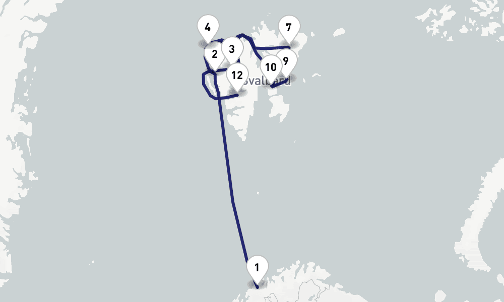 10 days, one-way from Tromso to Longyearbyen 11日間