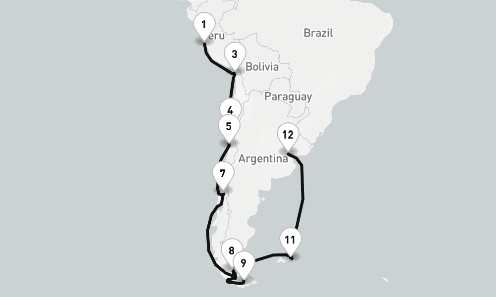 21 days, one-way from Callao-Lima to Buenos Aires 22日間