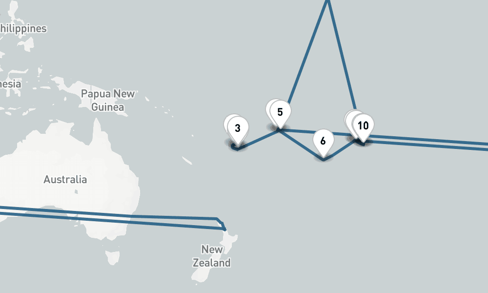 12 days, one-way from Lautoka to Papeete 13日間