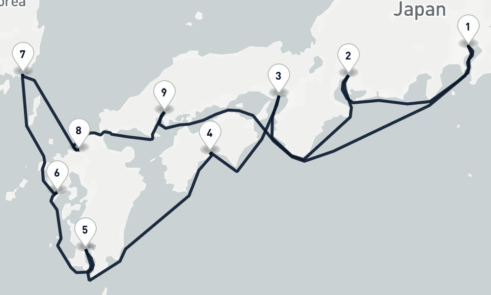 10 days, round-trip Japanese Dawn Tokyo to Tokyo 11日間