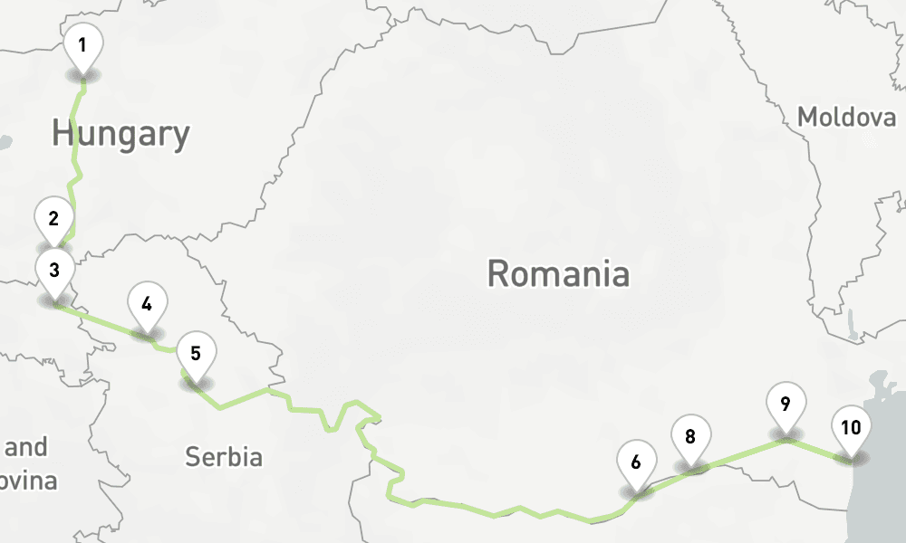 8 nights / 9 days, one-way from Budapest to Oltenita