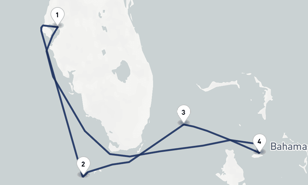 7 days, round-trip Key West Bahamas 8日間