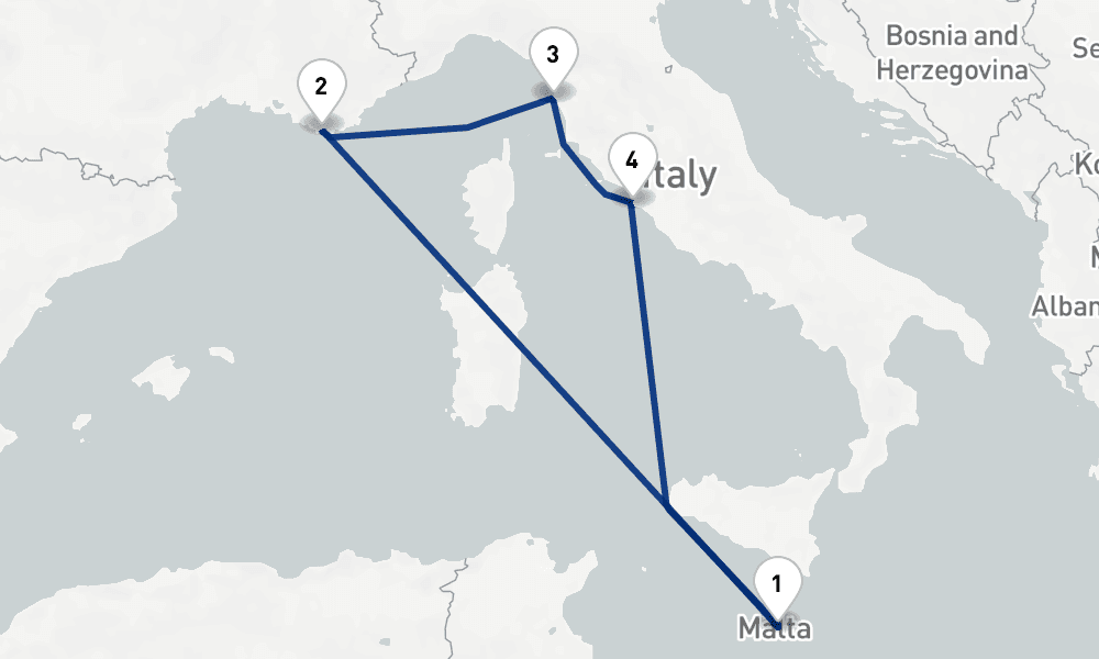 7 nights / 8 days, Valletta Round trip