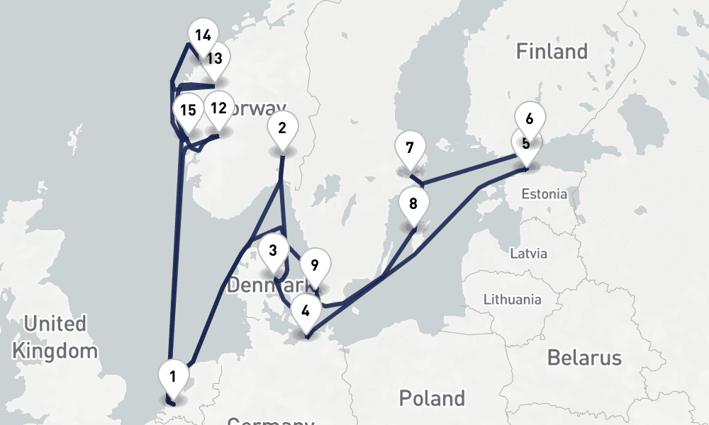 21 days, round-trip Scandinavian Capitals Fjords 22日間