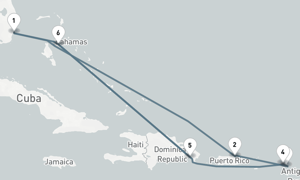 10 nights / 11 days, Miami (Florida) Round trip