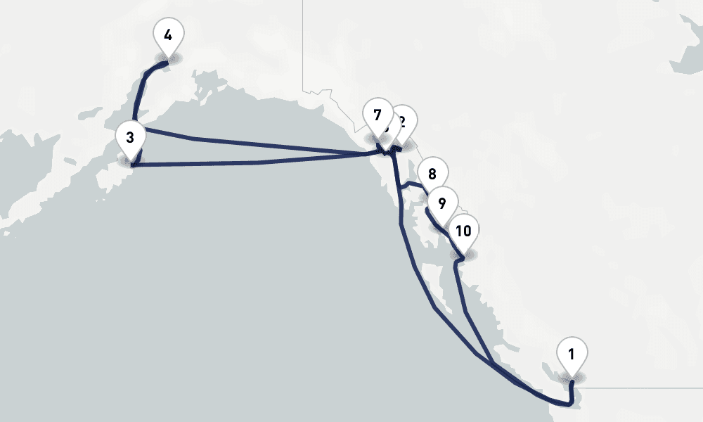 14 days, round-trip Great Alaska Explorer 15日間