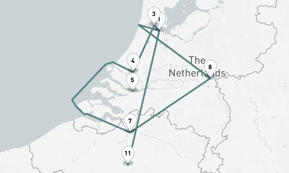 10 days, one-way from Amsterdam to Brussels 11日間