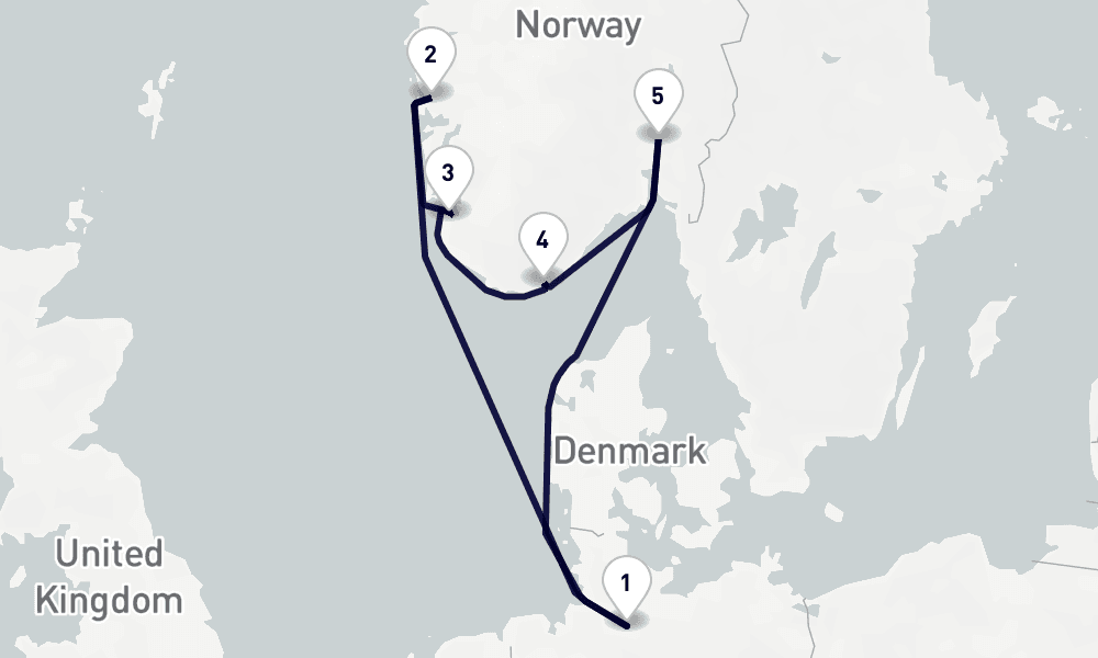 7 days, round-trip Northern Europe 8日間