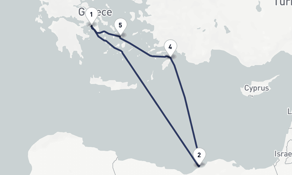 7 days, round-trip Mediterranean Greece To Egypt 8日間