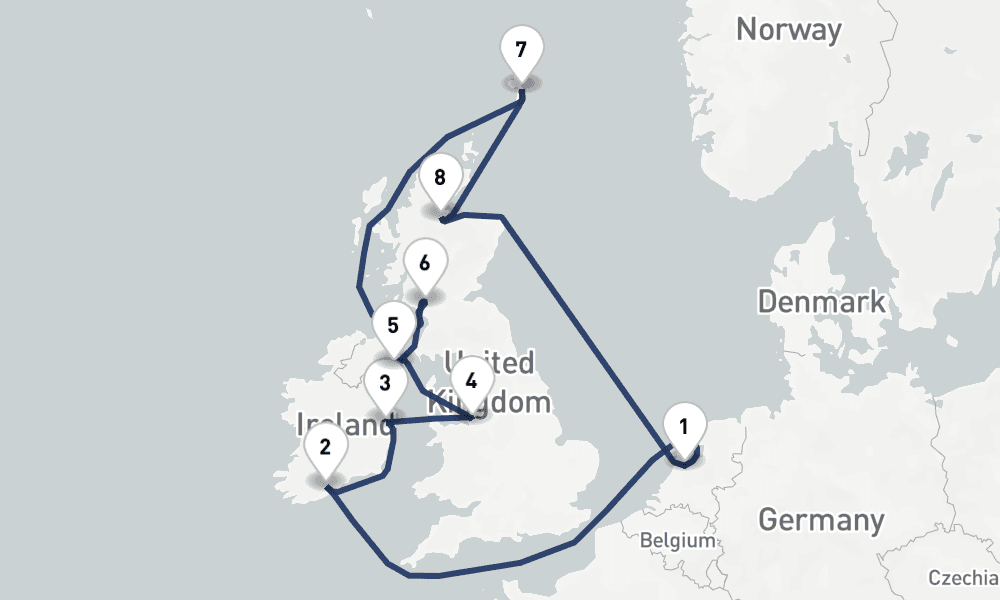 12 days, round-trip British Isles 13日間