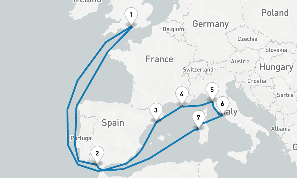 14 days, round-trip Mediterranean Adventurer 15日間