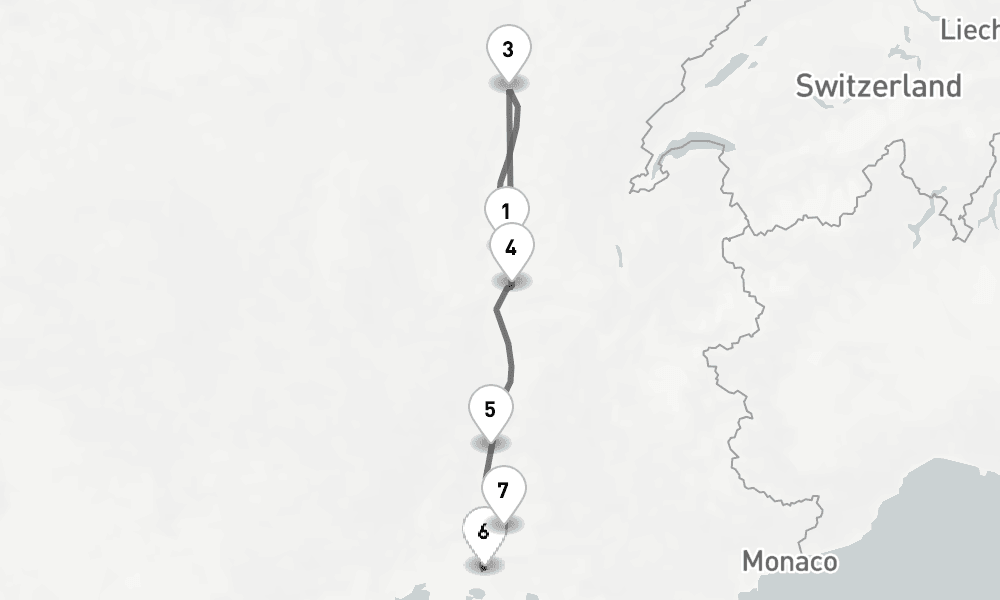 7 days, one-way from Lyon to Avignon 8日間