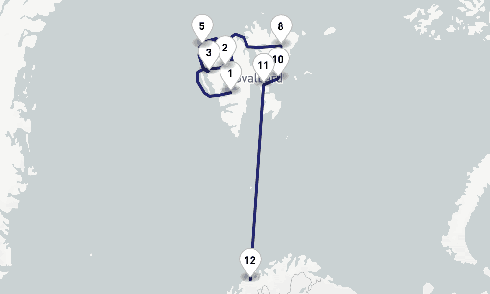 10 days, one-way from Longyearbyen to Tromso 11日間
