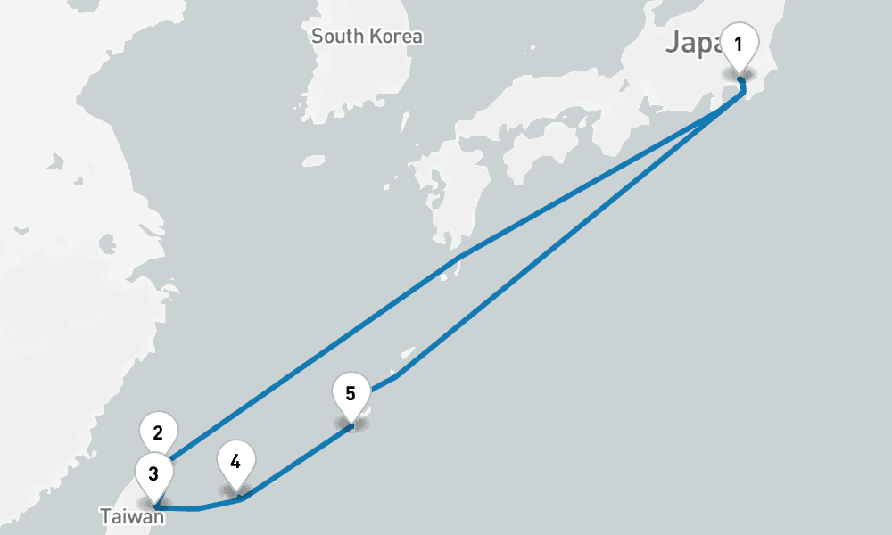 9 days, round-trip Okinawa Taiwan 10日間