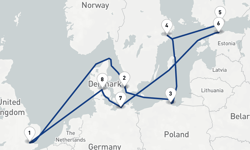 14 days, round-trip Scandinavian Cities Baltic Discoveries 15日間