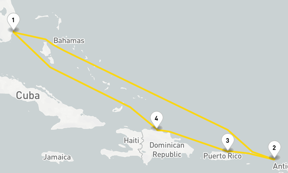 7 days, round-trip Eastern Caribbean 8日間