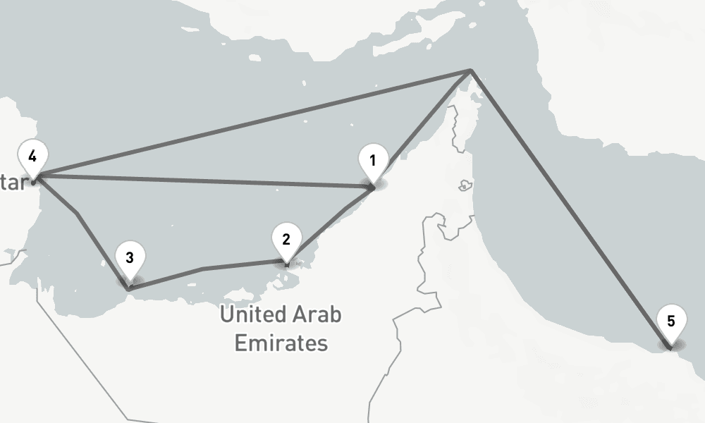 10 days, one-way from Dubai to Doha Qatar 11日間
