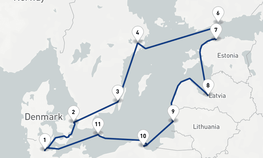 14 days, round-trip Baltic Sea 15日間