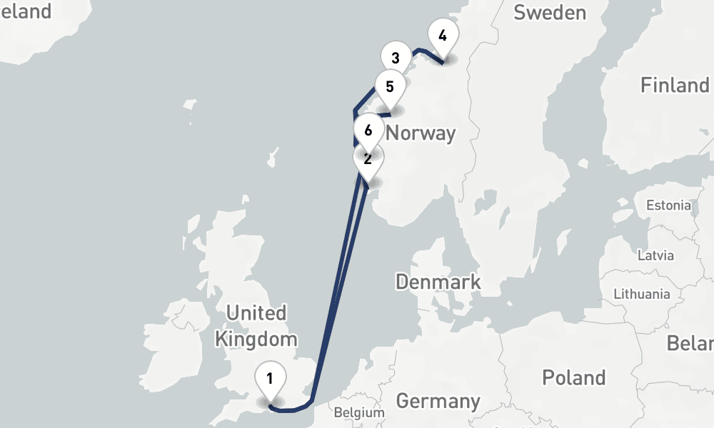8 days, round-trip Norwegian Fjords 9日間