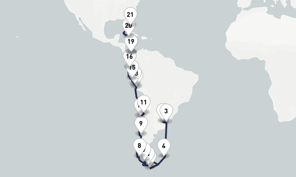31 days, one-way from Buenos Aires to Fort Lauderdale 32日間